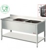 L1421S Stainless Steel Bench With 2 Sink Tubs And Left Work Surface