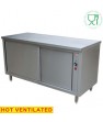 TE147/B Work Table With Heating Cupboard And Sliding Doors